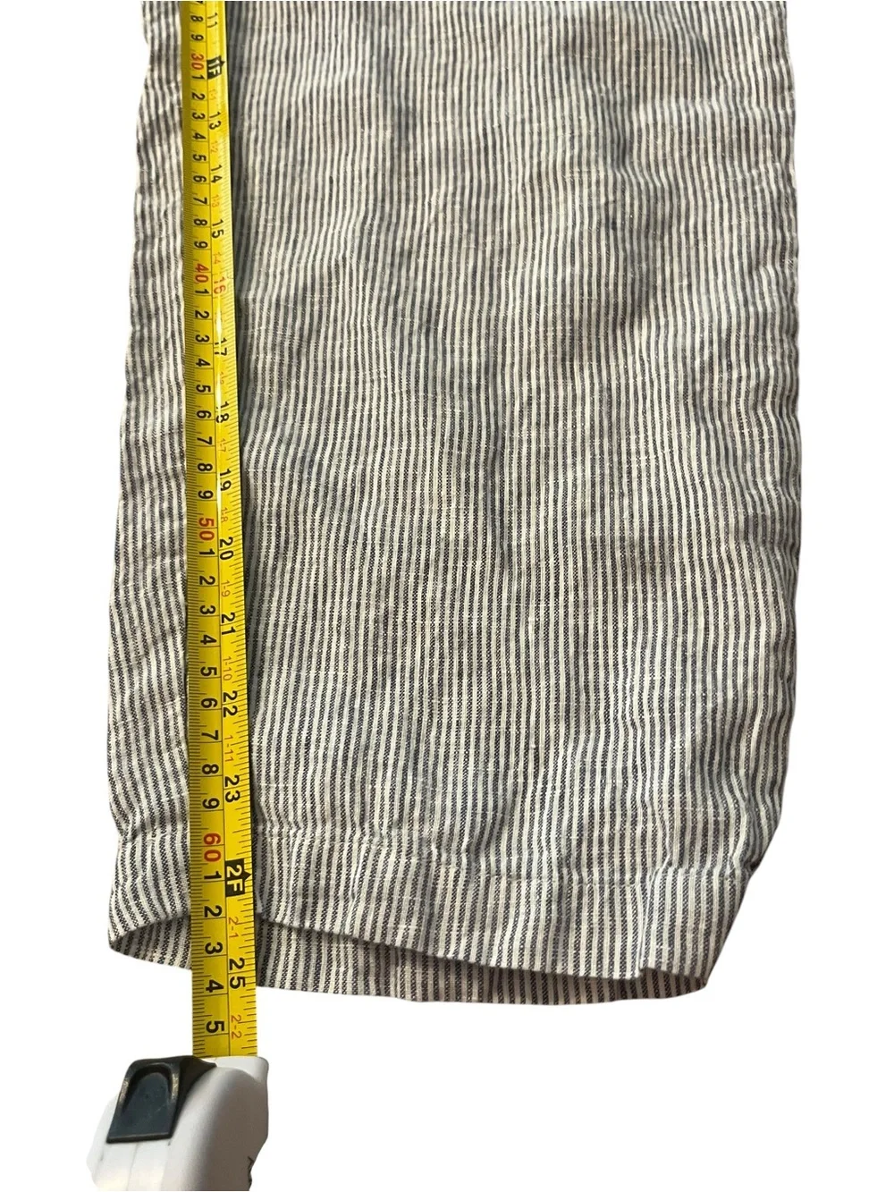 Quince 100% European Linen Micro Striped Capri Pants Sz M